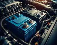 Starter battery next to deep cycle battery in engine bay