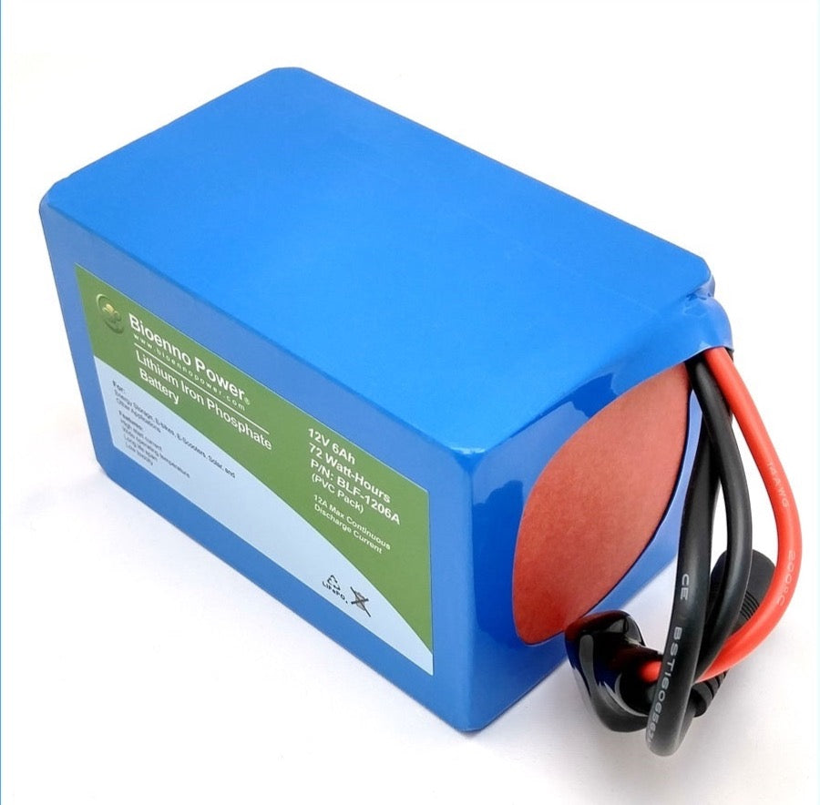 12V 6Ah LiFePO4 Battery - Bioenno Power BLF-1206A