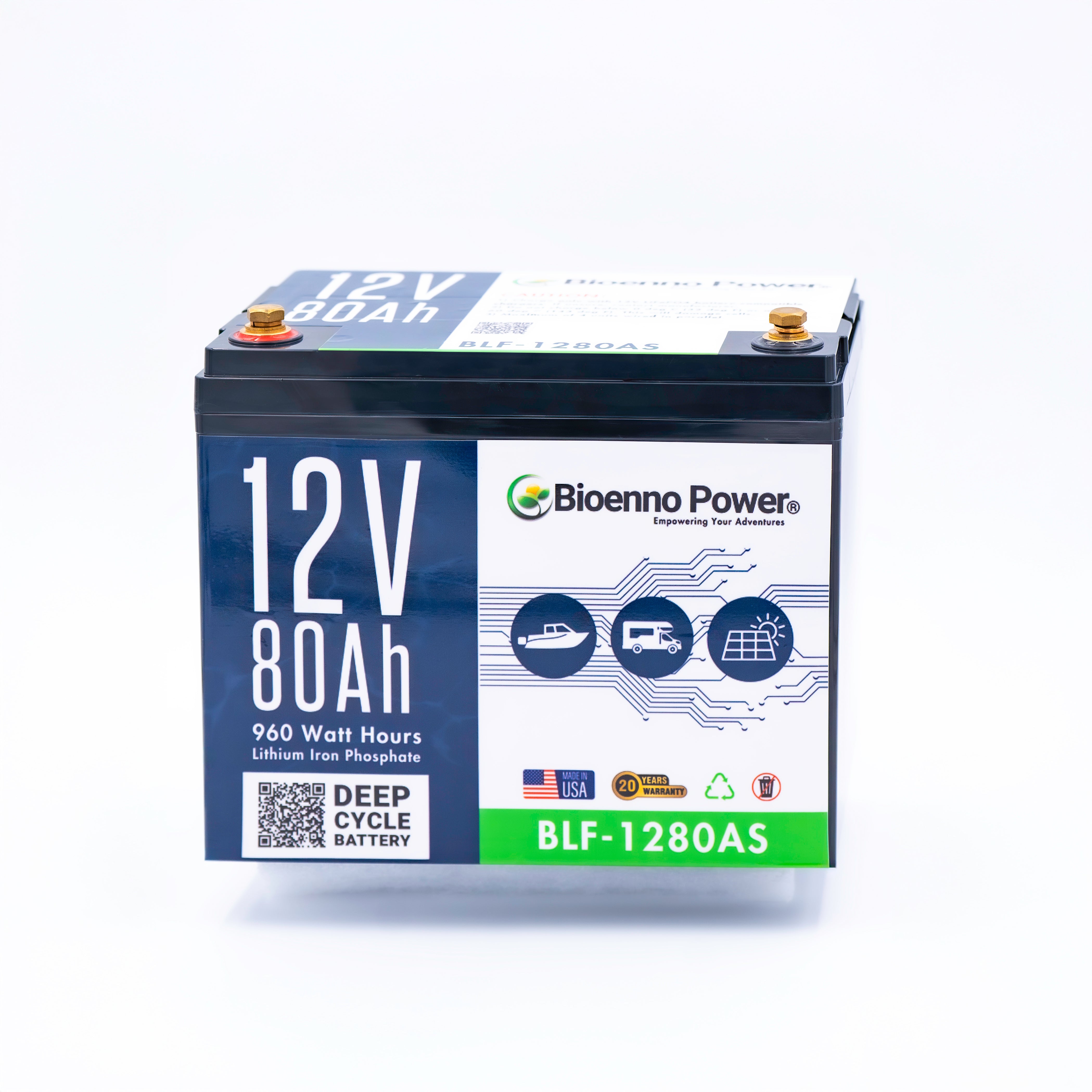 12V, 80Ah LFP Battery (ABS, BLF-1280AS)