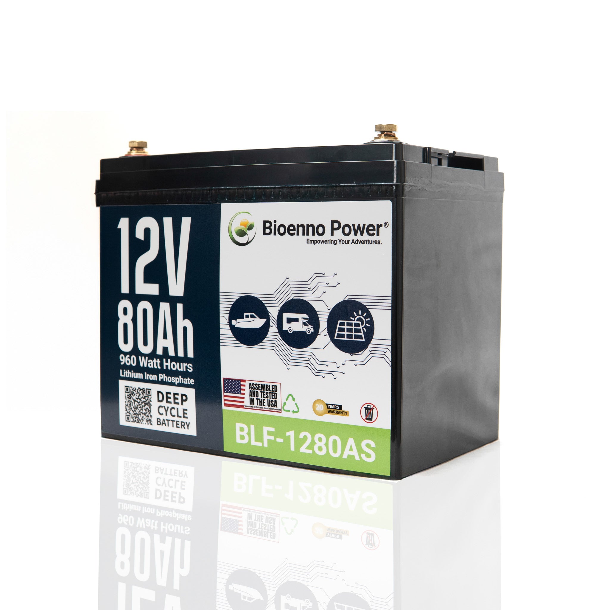 12V, 80Ah LFP Battery (ABS, BLF-1280AS)